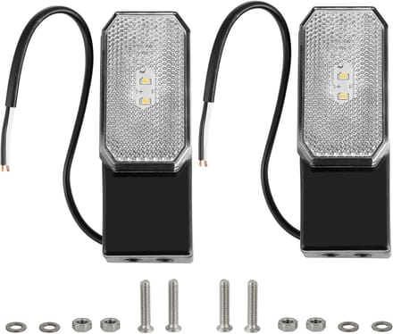 2x Witte LED Zijmarkeringslichten voor Trailer en Caravan 12V 24V met Reflector