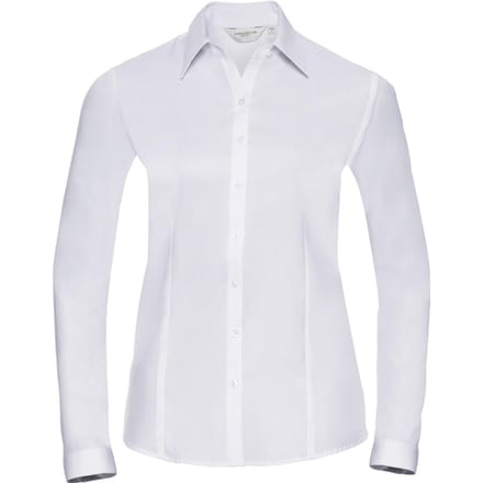 Russell Dames/Dames Visgraat Werkshirt met lange mouwen (Wit)