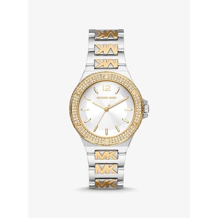 Michael Kors Lennox Pavé Tweekleurig Logo Horloge MK7338 goud