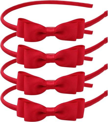 Set van 4 Rode Strik Haarbanden voor Meisjes - Mode Haaraccessoires voor Kinderen en Make-up Gebruik
