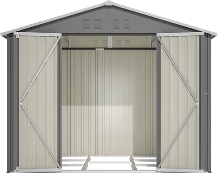 Tuinhuis Metaal - Opberghok Schuur - Tuinspullen Opbergen - Brede Klapdeur - 8 x 6 ft - Grijs