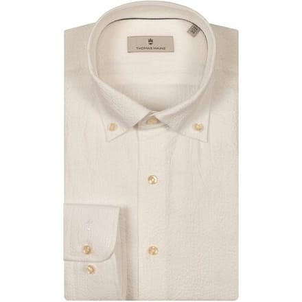 Thomas Maine Overhemd Torino Button-Down Seersucker Wit / male