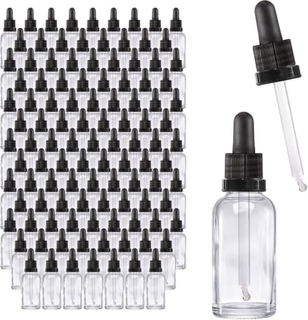Oputec 143 x 30ml pipetfles transparant glas – doseerfles met glazen pipet