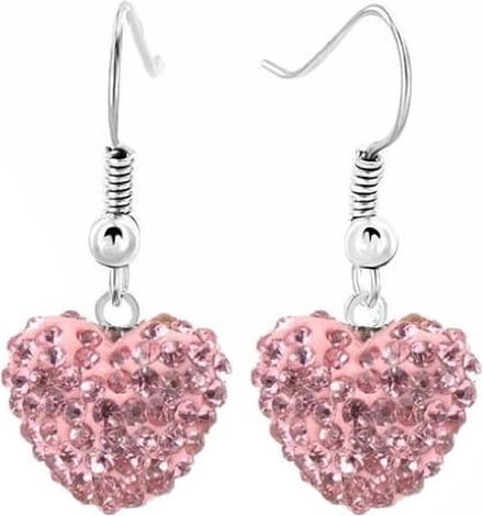 Fako Bijoux® - Oorbellen - Disco Dots - Hanger - Hart - Roze