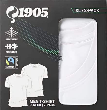 2 stuks Q1905 T-SHIRT - Adement - Wit - L