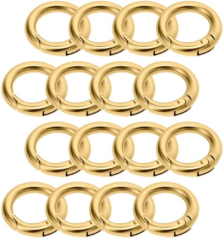Dailygoods- Karabijnhaak Mini - 16 Stuks - Splitringen - Sleutelhanger - Ronde O-ring - DIY Handwerk - Gouden Legering - Splitring
