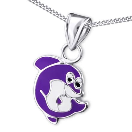 Princess Ketting Albino - 925 Zilver E-Coating - Dolfijn - ∅9mm - 38cm