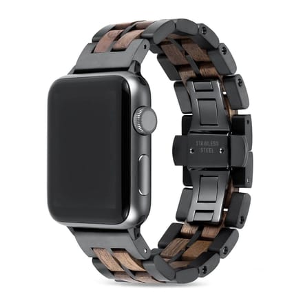 Apple Watch-bandje - walnotenhout en staal 38-41 mm