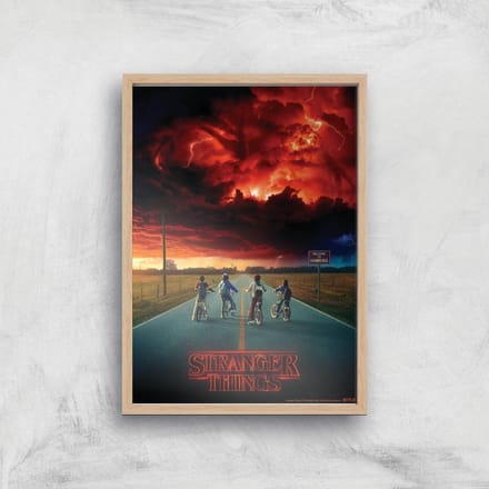 Stranger Things Welcome To Hawkins Giclee Art Print - A4 - Wooden Frame
