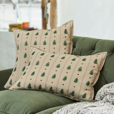 LOBERON Kussenhoes set van 2 Emily beige/groen