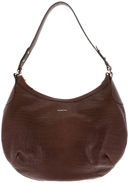 ROECKL Leren schoudertas Liberty Shoulderbag Croco Saddle Brown bruine
