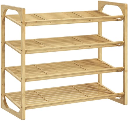 HOMCOM-Schuhregal-Bambus-76L x 33B x 67H cm-Naturholz