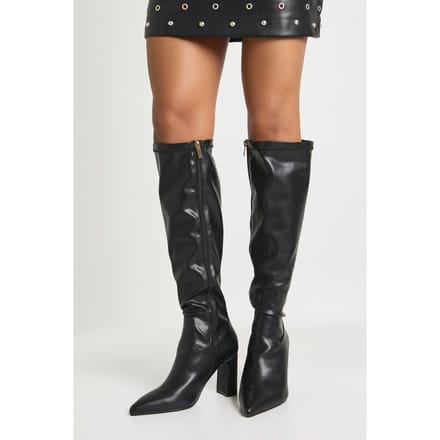 boohoo Dames Wide Fit Stiletto Hak Enkellaarzen | Black | Maat: 8
