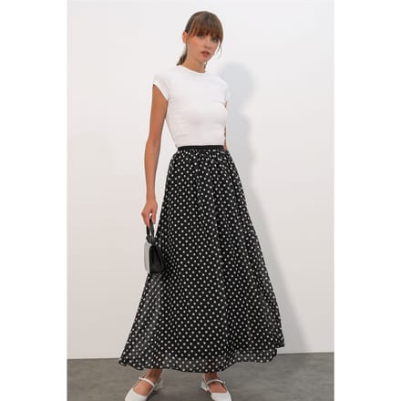 Hoge Taille Polkadot Maxi Rok