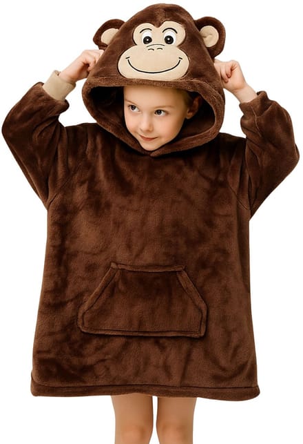 Textino - MONKEY - hoodie 45x60 cm - kinderen - maat 98-104 - aap - Partridge - bruin