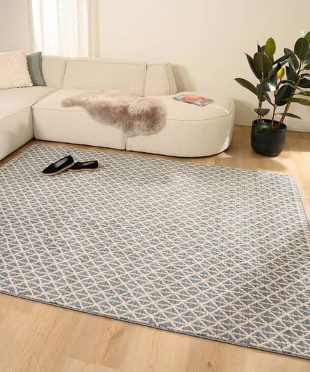 Design vloerkleed - Fancy Waves ivoor/blauw 80x150