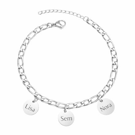 Schakelarmband met 3 Muntjes Zilver