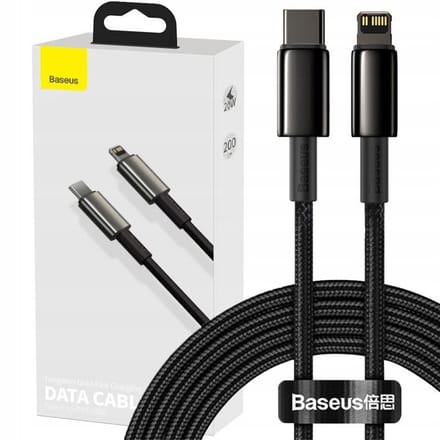 Baseus - PD 20W USB-C naar Lightning kabel - 200cm - Zwart