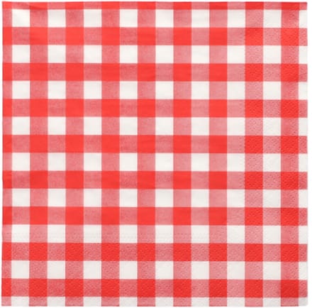 100 Servetten 3-laags 1/4 vouw 33 cm x 33 cm rood Vichy Karo