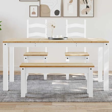 vidaXL - Eettafel - PANAMA - 160x80x75 - cm - massief - grenenhout - wit