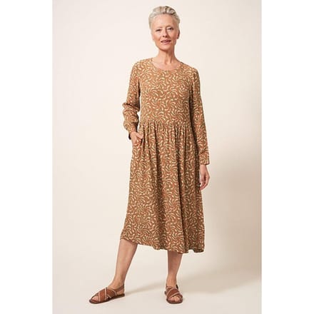 White Stuff Elisa Dress Tan Multi Taglia: 8 | Abiti Midi Outlet | Donna
