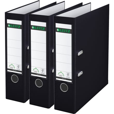 Leitz 180° Ordner PP A4 - Rugbreedte van 80mm - Voordeelverpakking (3 stuks) - Zwart