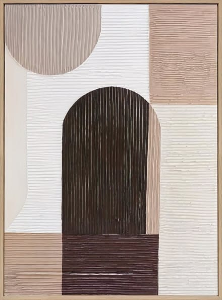 Ter Halle - Schilderij - Wanddecoratie - 3D Art - Beige Abstracte Bogen - 60x80cm (2)