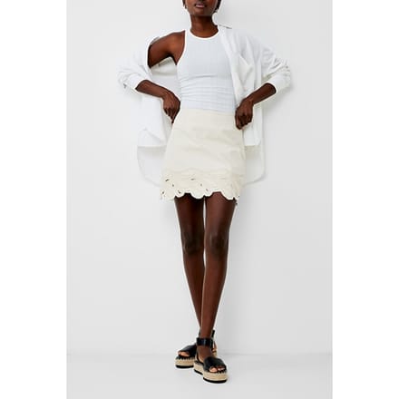 French Connection Ateena Twill Embroidered Skirt Ecru Größe: 18 | Miniröcke Outlet | Damen | Braun
