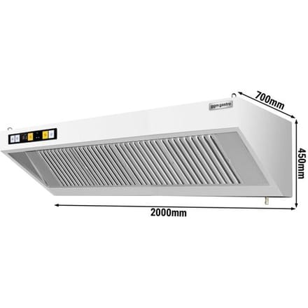 GGM Gastro Wandhaube mit Motor - 2000mm - Regler, Filter & Lampe