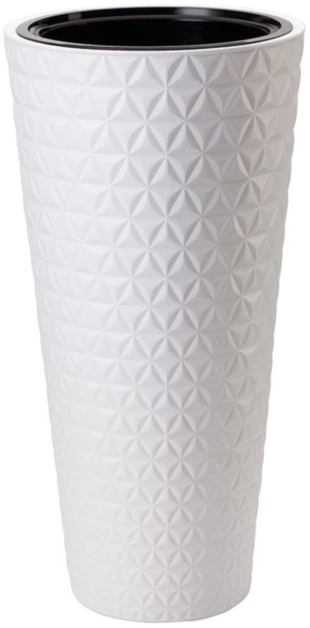 Form Plastic Plantenpot/bloempot Diamond - kunststof - wit - D40 x H80 cm - met binnenpot