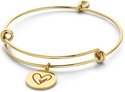 CO88 Collection 8CB-90175 - Stalen bangle met bedel - hart - Love - one-size - goudkleurig
