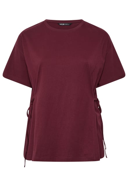 Yours Bordeauxrood Tshirt Met Striksluiting Aan De Voorkant Size 42