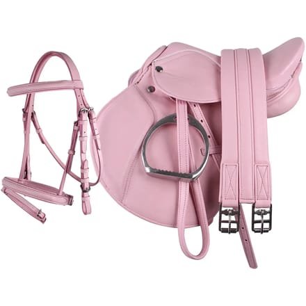 QHP Compleet Zadelset - Maat Shetlander-pink / 13 inch