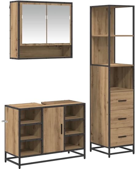 vidaXL - Badkamermeubel - Set - 3 - st - Artisan - Eiken - 35 - x - 37,5 - x - 166 - cm