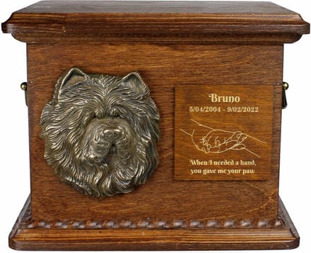 Chow Chow urn voor hondenas, gepersonaliseerd met gravure en reliëf