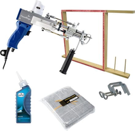 Tufting Gun Beginnerspakket - Starter kit met Tuftmachine AK-DUO PRO blauw, Tufting Frame, Tufting Doek en Onderhoudsolie - Starten met Tuften