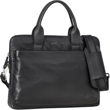Laptoptas Leer - Aktetas Documententas - Zakelijk Gebruik - Echt Leer - 38x30 cm - Zwart