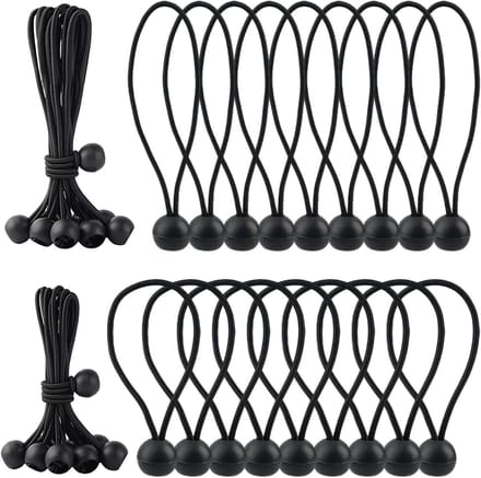 Spanrubbers met Bal - Zeilspanners Elastiek - Dekzeilen Bevestigen - Reflecterend 's Nachts - 10/15 cm - Zwart