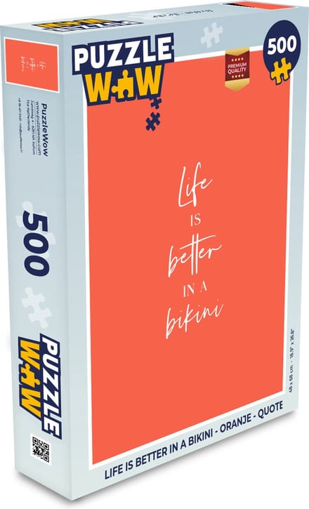 Puzzel Life is better in a bikini - Oranje - Quote - Legpuzzel - Puzzel 500 stukjes