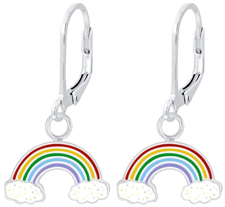 Joy|S - Zilveren regenboog oorbellen - leverback sluiting