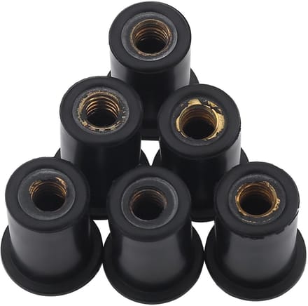Well Nuts M6 Rubber 6Pcs - Duurzame Windshield Nuts voor Motorfietsen, Kayaks en Kano's