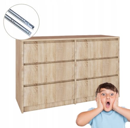 Fernika - Dressoir - 6 Lades - Dąb Sonoma - 120x75,2x43 cm