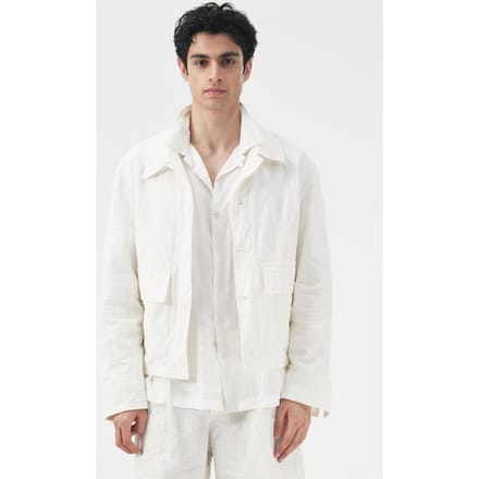 Heren katoenen poplin vest in een mix van materialen