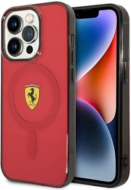 Ferrari Translucent Back Case (MagSafe Compatible) - Geschikt voor Apple iPhone 14 Pro (6.1") - Rood