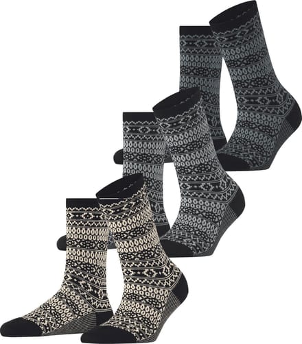 Esprit Sami Pattern 3-Pack gedessineerd katoen multipack sokken dames zwart - maat 36-41
