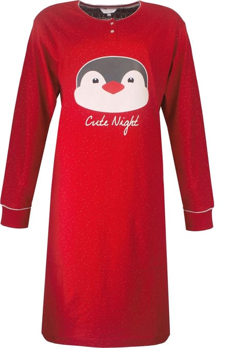 Tenderness Dames Nachthemd - 100% Gekamde Katoen - Rood - Maat M