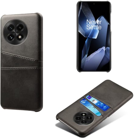 Hybride Backcover met Opbergvakjes + Glas Screenprotector voor OnePlus 13R _ Zwart