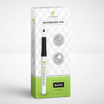 2DOBOARD - Set van 5 Whiteboard Stiften Fijnschrijvers Zwart - Lijn dikte van slechts 1 mm