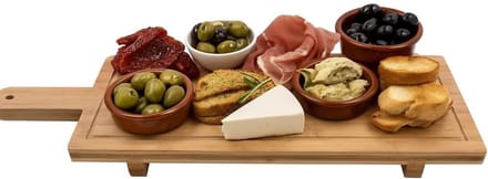 CRLYN® Tapasplank met Schaaltjes - Tapasplank - Serveerplank met Bakjes - Bruiin