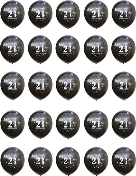25 Zwarte Ballonnen - 21 Jaar & Gefeliciteerd